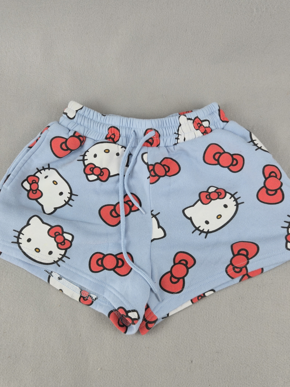 Hello Kitty by Sanrio Womens XS Blue Fleece Lounge Shorts Elastic Drawstring
